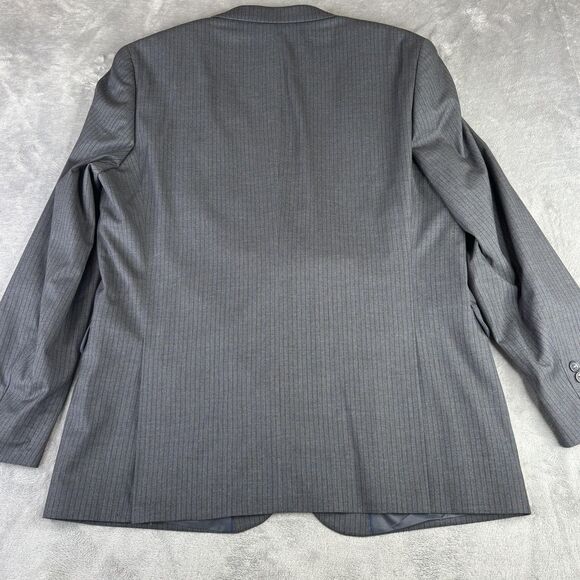 Caravelli Suit Jacket Mens 44 Long Grey Harry C 2B Slim Fit Pinstripe Blazer - Picture 4 of 15